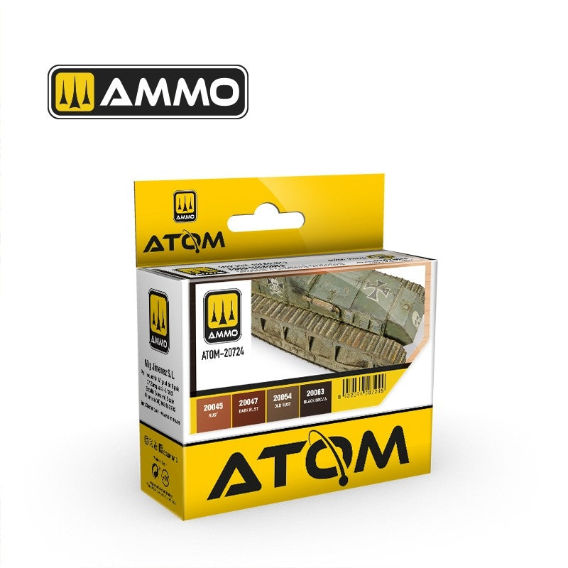 AMMO par Mig Jimenez 20724 ATOM Rusty Tracks and Chains Set 4x20ml