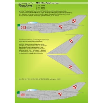 ModelMaker Decals D48005 MiG-19 in Polish service 1/48 – immagine 2