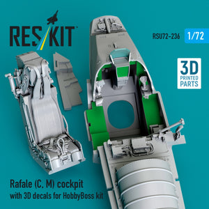 RESKIT RSU72-236 Rafale (C, M) cockpit with 3D decals for HobbyBoss kit (3D Printed) 1/72 – imagen 3
