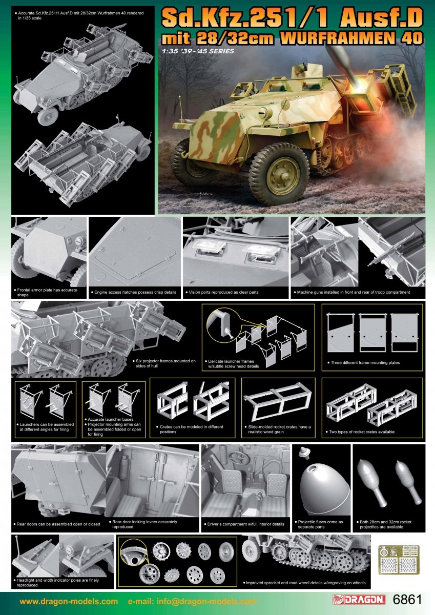 Dragon 6861 Sd.Kfz.251/1 Ausf.D mit 28/32cm Wurfrahmen 40 1/35 – imagen 2