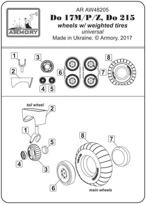 Armory Models AW48205 Dornier Do 17M/P/Z, Do 215 wheels w/weighted tires 1/48 – immagine 7