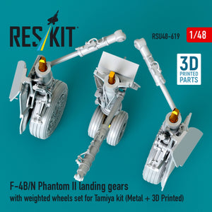 RESKIT RSU48-0619 F-4B/N Phantom II landing gears with weighted wheels set for Tamiya kit (Metal + 3D Printed) 1/48