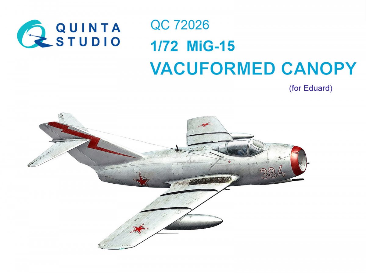 Quinta Studio QC72026 MiG-15 vacuformed clear canopy (for Eduard kit) 1/72