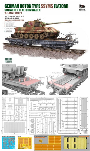 T-Model TK3501A German 80-ton Type SSYMS Flatcar (Schwerer Platformwagen) wearly feature 1/35 – imagen 2