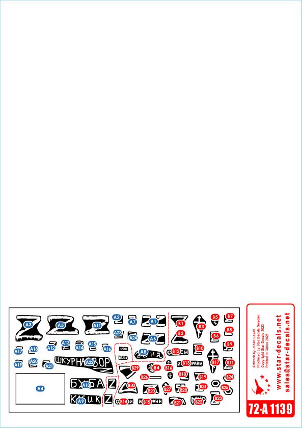 Star Decals 72-A1139 War in Ukraine # 9. Russian T-72B3 (obr 2016) 1/72 – immagine 3