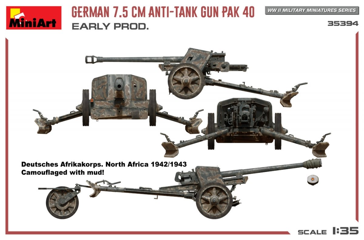 MiniArt 35394 GERMAN 7.5CM ANTI-TANK GUN PAK 40. EARLY PROD 1/35 – Bild 12