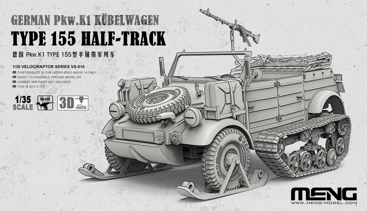 Maquette Meng VS-018 Semi-chenillé allemand Pkw.K1 Kubelwagen Type 155 au 1/35