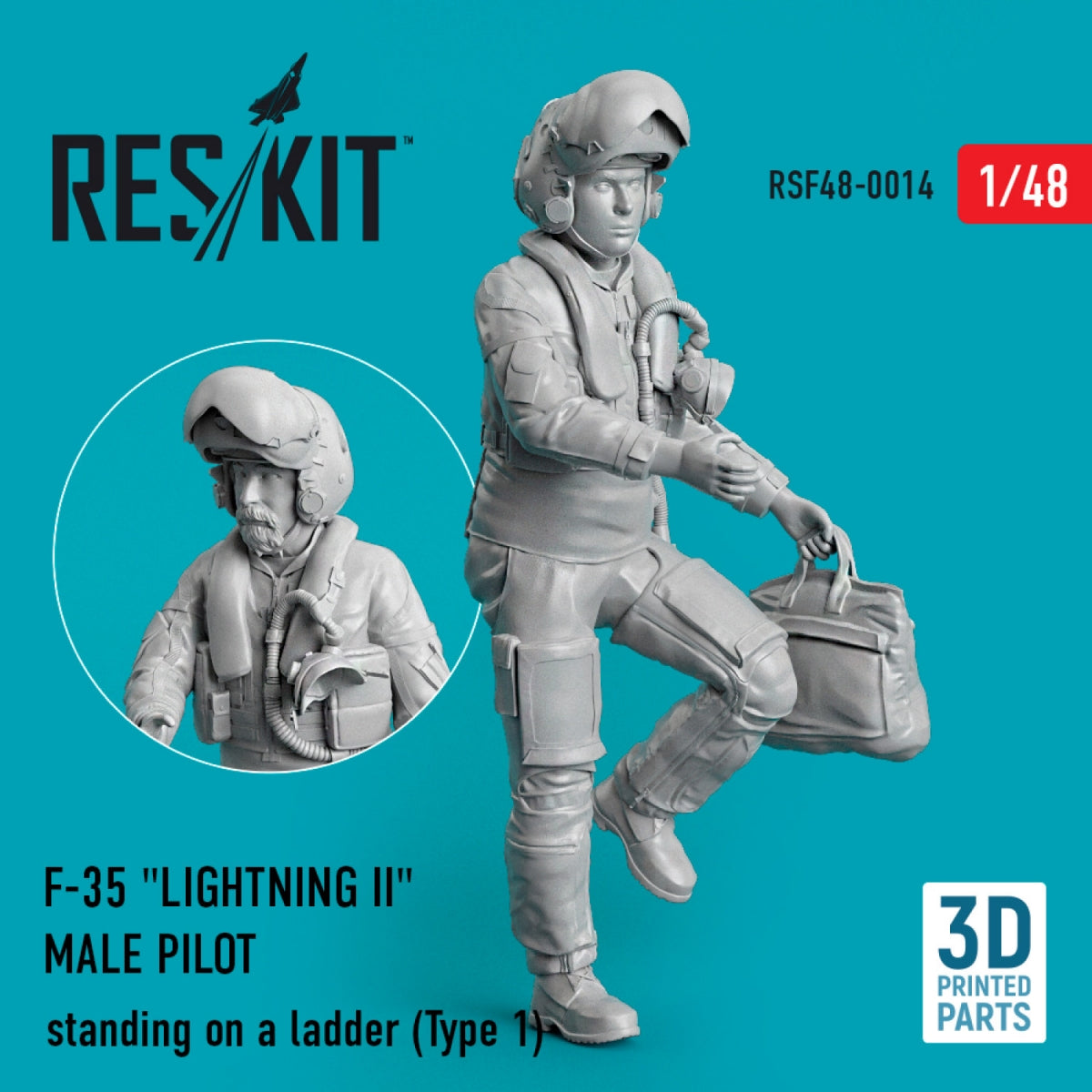 RESKIT RSF48-0014 F-35 "LIGHTNING II" MALE PILOT STANDING ON A LADDER (TYPE 1) 1/48
