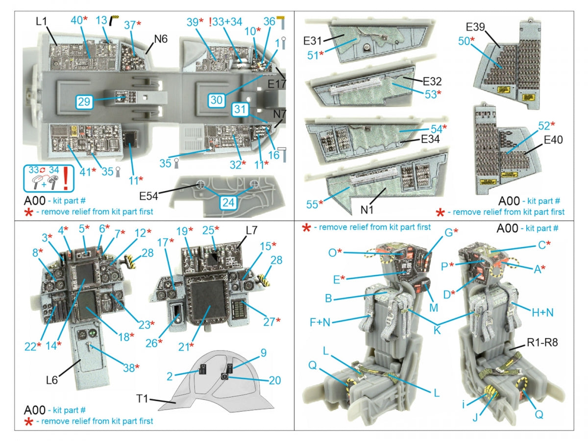 Intérieur imprimé en 3D et coloré sur papier décalcomanie Quinta Studio QD48396 F-14B (Hobby Boss) 1/48  – image 2