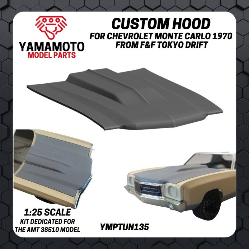 Capot personnalisé Yamamoto YMPTUN135 pour Chevrolet Monte Carlo 1970, tiré de F&amp;amp;F Tokyo Drift au 1/24