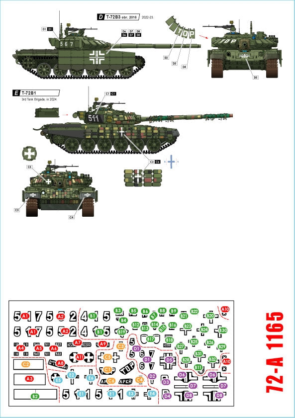 Star Decals 72-A1165 War in Ukraine 22 Ukrainian T-72B1 and T-72B3 1/72 – immagine 2