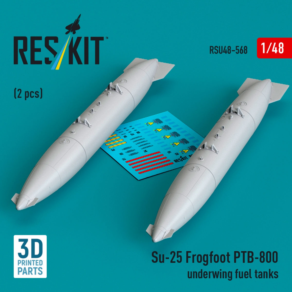 RESKIT RSU48-0568 Su-25 Frogfoot PTB-800 underwing fuel tanks (2 pcs) (3D Printed) 1/48