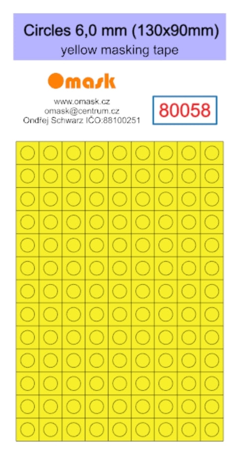Omask 80058 Circles 6,0 mm (130x90mm) yellow masking tape