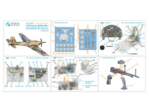 Quinta Studio QD+48574 Fairey Battle Mk.I 3D-Printed &amp;amp; coloured Interior on decal paper (Trumpeter) (with 3D-printed resin parts) 1/48 – imagen 17