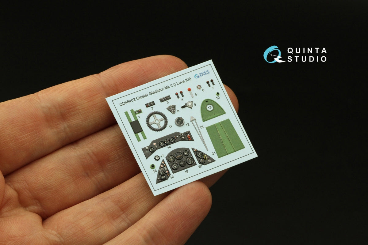 Quinta Studio QD48402 Gloster Gladiator MKII 3D-Printed &amp;amp; coloured Interior on decal paper (I Love Kit) 1/48 – imagen 4