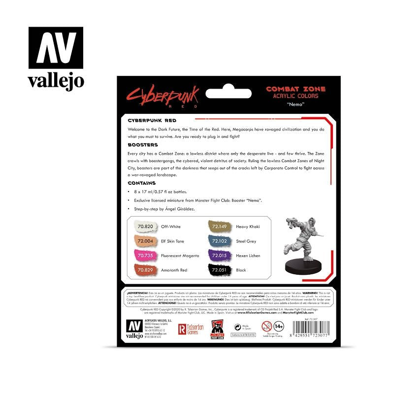 Vallejo 72307 Cyberpunk RED Combat Zone Paint Set 8x17ml – immagine 2