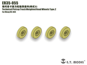 E.T. Model ER35-055 Technical Pick up Truck Weighted Road Wheels Type.2 For Meng VS-004 1/35