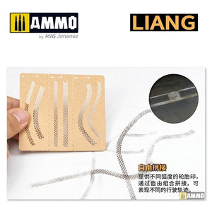Liang 0011 Tire Tracks Effects Airbrush Stencils B – immagine 4