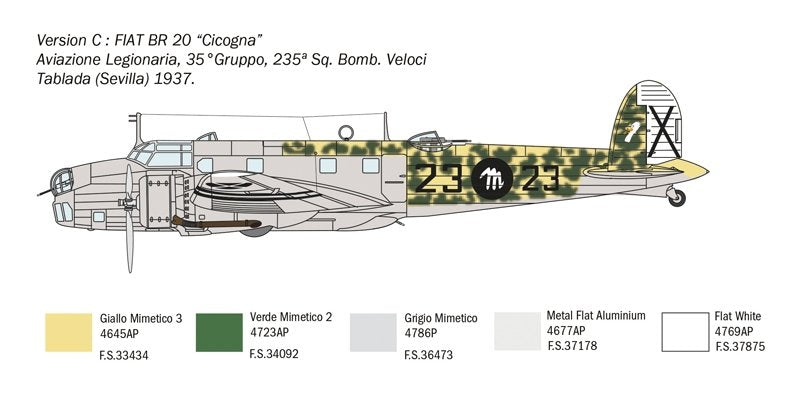 Italeri 1447 Fiat BR.20 Cicogna 1/72 – imagen 3