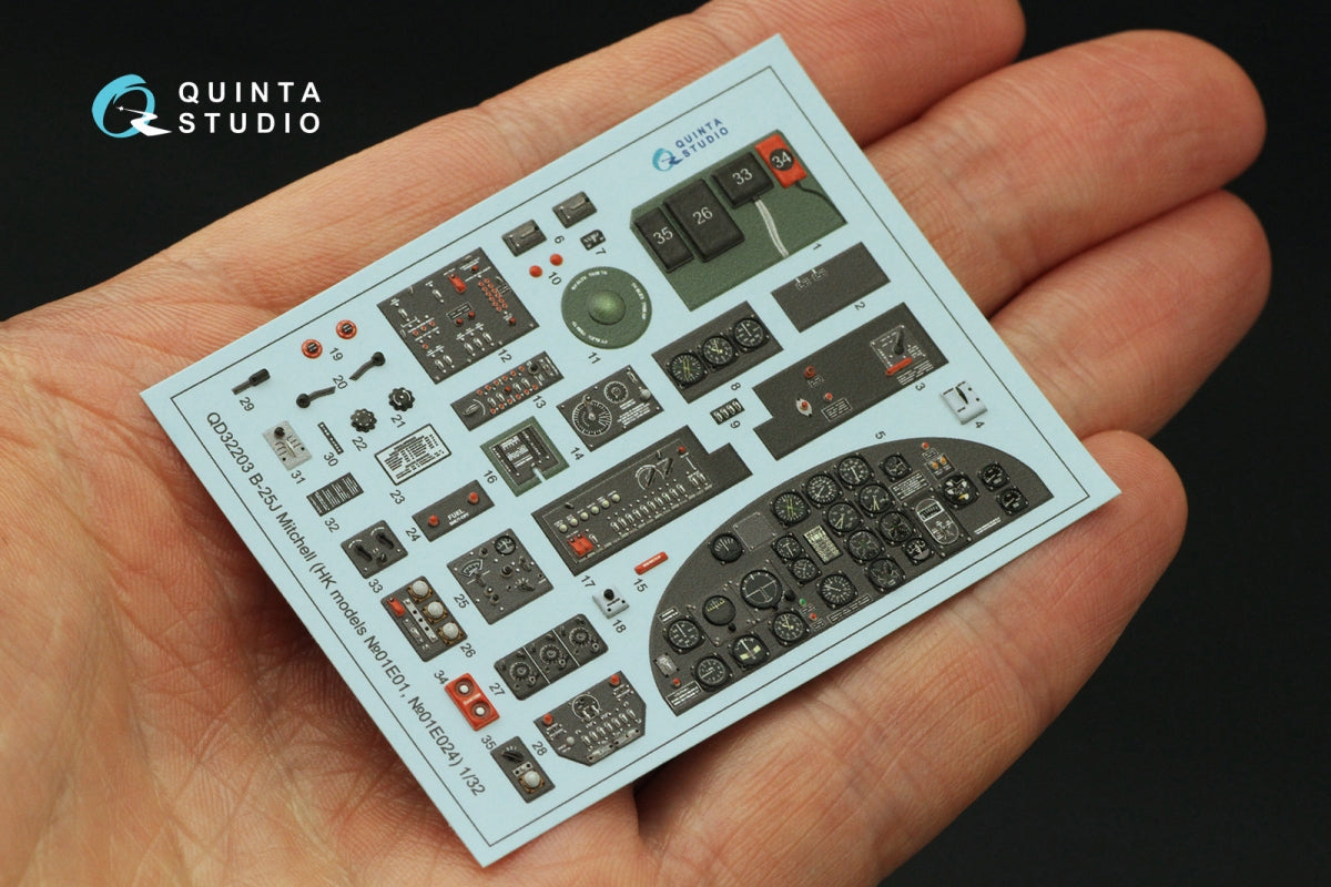 Quinta Studio QD32203 B-25J Mitchell Glass nose 3D-Printed &amp;amp; coloured Interior on decal paper (HK models) 1/32 – imagen 4