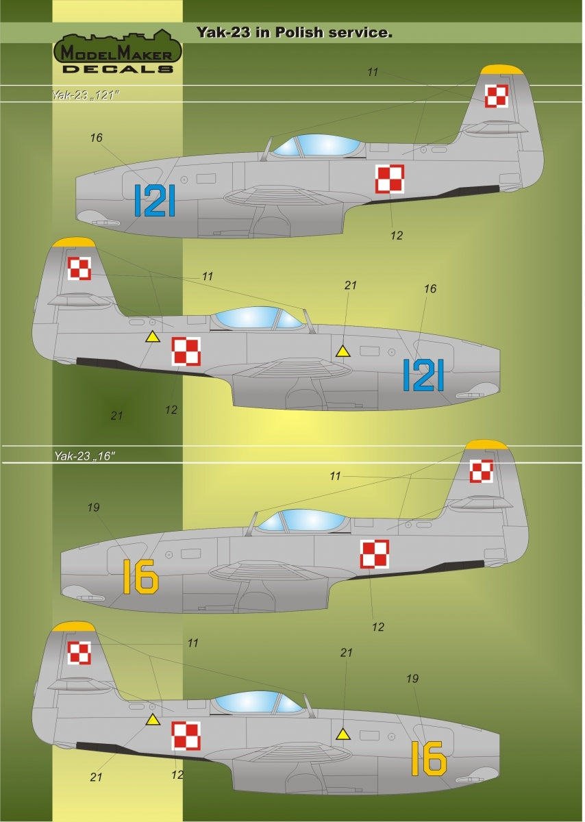 ModelMaker Decals D48019 Yak-23 in Polish service 1/48 – image 4