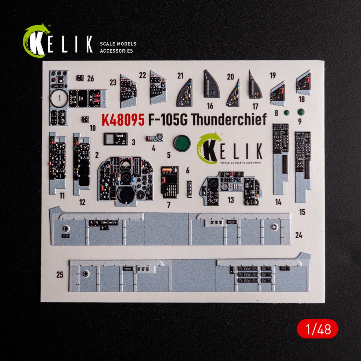 KELIK K48095 F-105G Thunderchief - interior 3D decals for HobbyBoss kit 1/48 – imagen 2