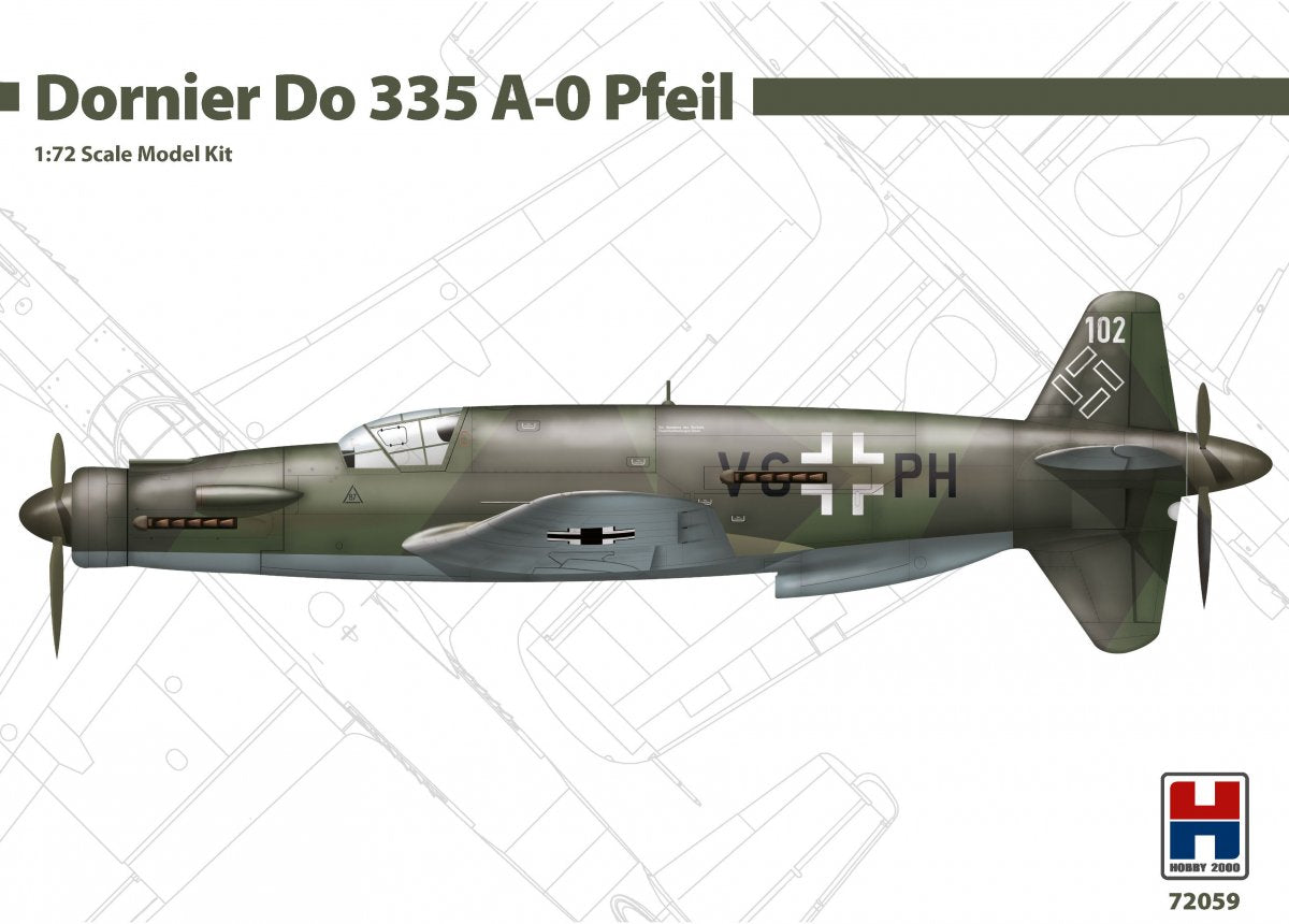 Hobby 2000 72059 Dornier Do 335 A-0 Pfeil (DRAGON + CARTOGRAF + MASQUES) 1/72