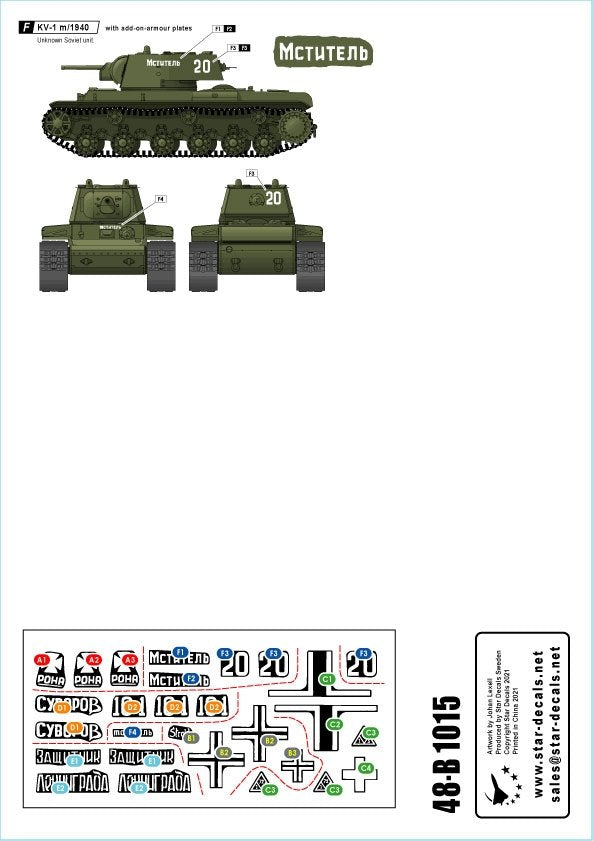 Star Decals 48-B1015 KV-1 m/1940 Heavy Tank 1/48 – imagen 2