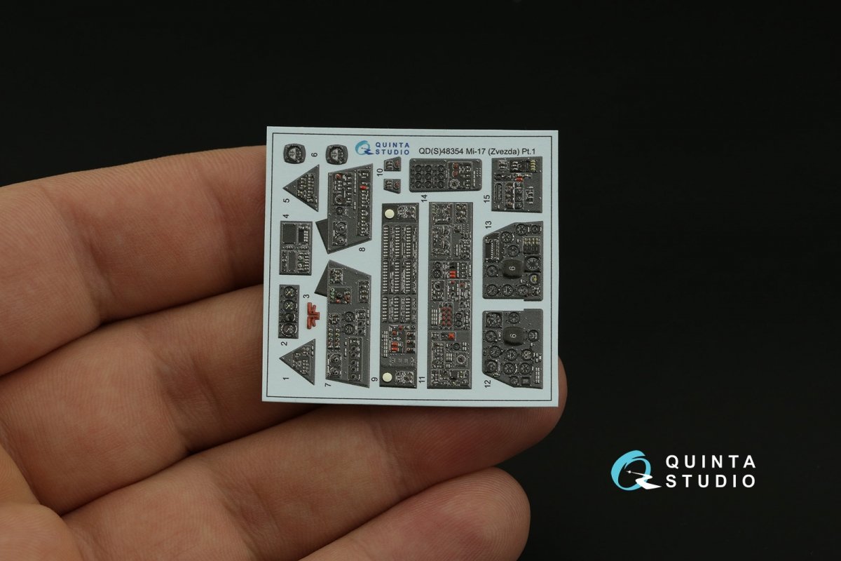 Intérieur imprimé en 3D et coloré sur papier décalcomanie (Zvezda) pour le Mi-17 (Mi-8MT version export) de Quinta Studio QDS-48354 (petite version) à l&amp;#39;échelle 1/48 – image 4
