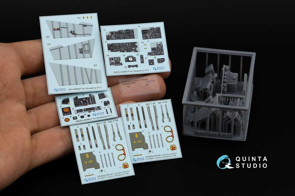 Quinta Studio QD+48489 F-4J Phantom II 3D-Printed &amp;amp; coloured Interior on decal paper (Academy) (with 3D-printed resin parts) 1/48 – Bild 2