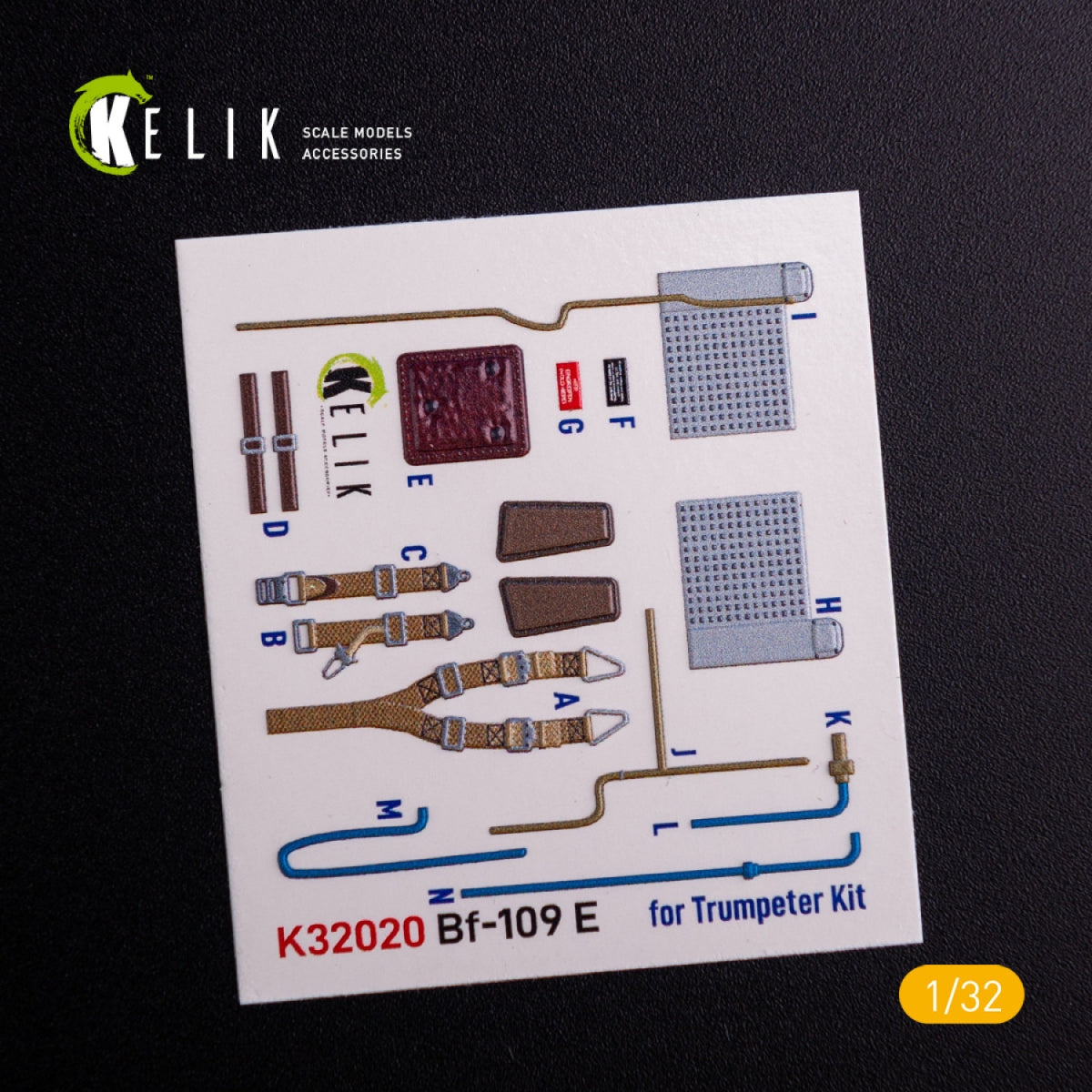 KELIK K32020 BF-109 E - Interior 3D Decal with 3D printed parts for Trumpeter kit 1/32 – immagine 2