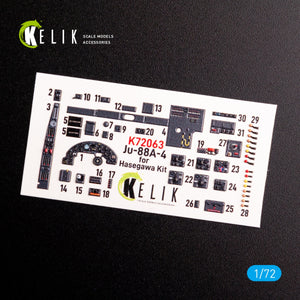 KELIK K72063 Junkers JU 88 A-4 interior 3D decals for Hasegawa kit 1/72 – immagine 3