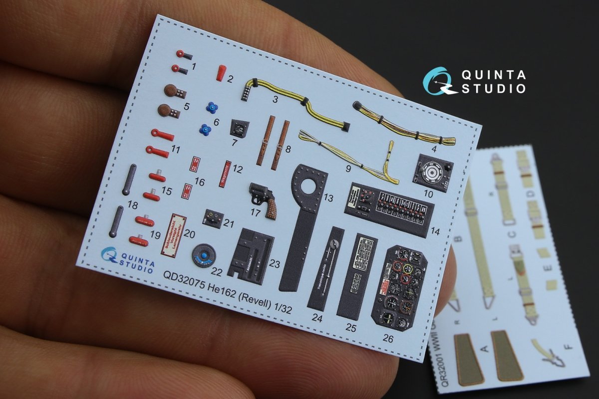 Quinta Studio QD32075 He 162 3D-Printed &amp;amp; coloured Interior on decal paper (for Revell kit) 1/32 – zdjęcie 2