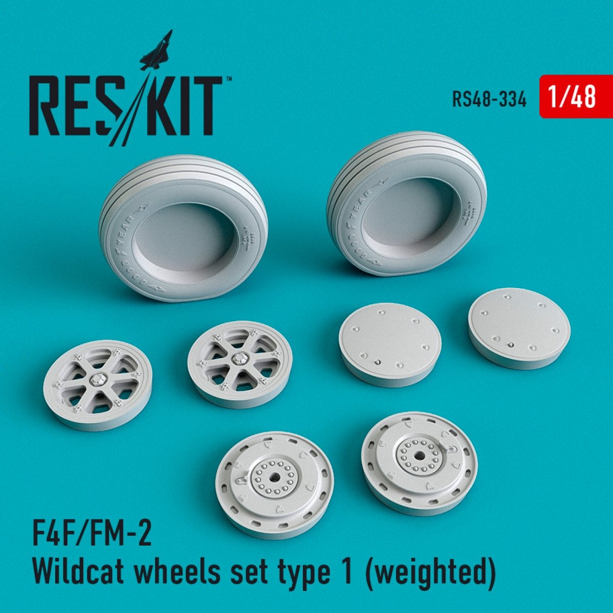 RESKIT RS48-0334 F4F/FM-2 "WILDCAT" WHEELS SET TYPE 1 (WEIGHTED) 1/48
