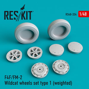 RESKIT RS48-0334 F4F/FM-2 &amp;quot;WILDCAT&amp;quot; WHEELS SET TYPE 1 (WEIGHTED) 1/48
