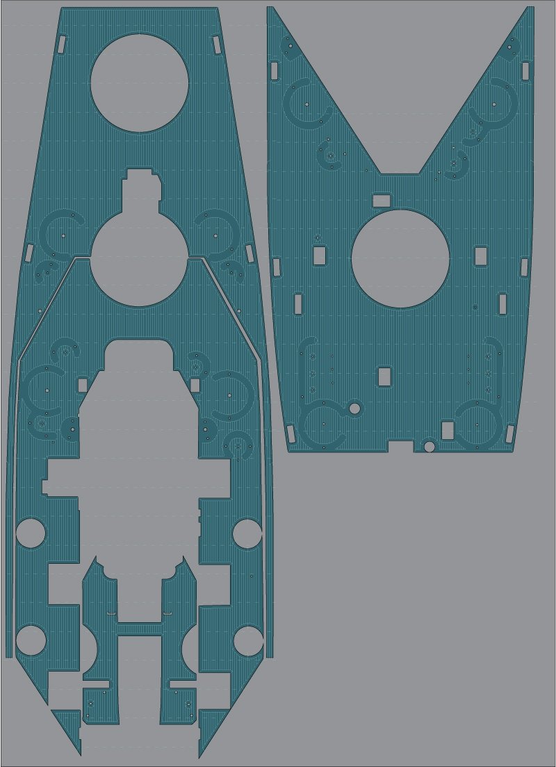 Pontos 35025WD1 USS BB-59 Massachusetts, ensemble de pont en bois (1/350)