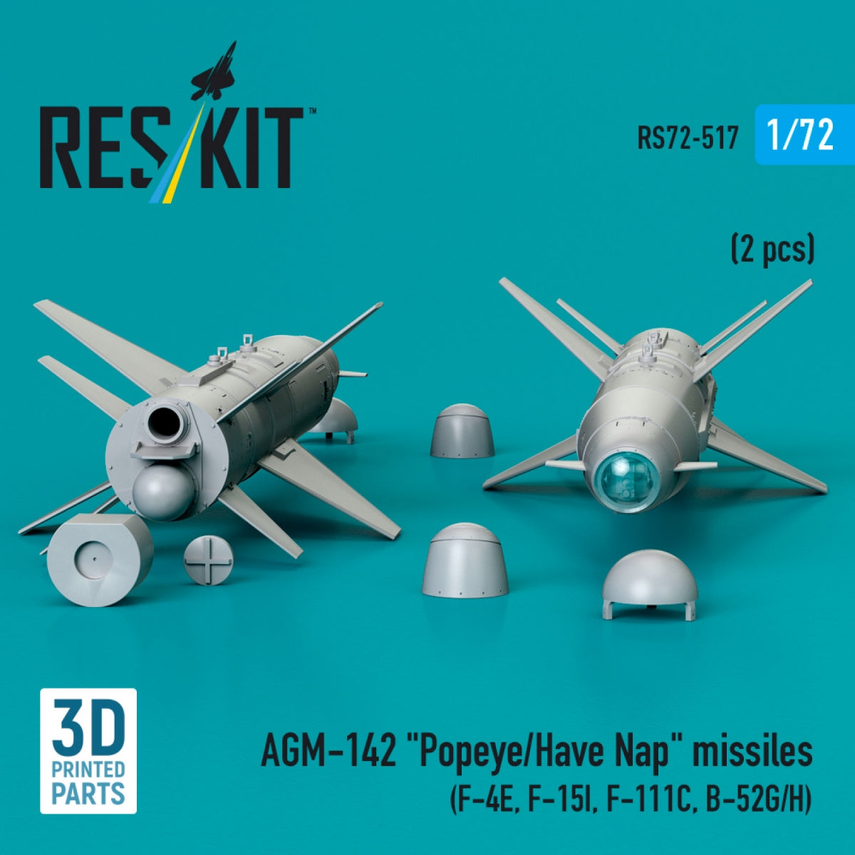 RESKIT RS72-0517 AGM-142 &amp;quot;Popeye/Have Nap&amp;quot; missiles (2 pcs) (3D Printed) 1/72 – immagine 2