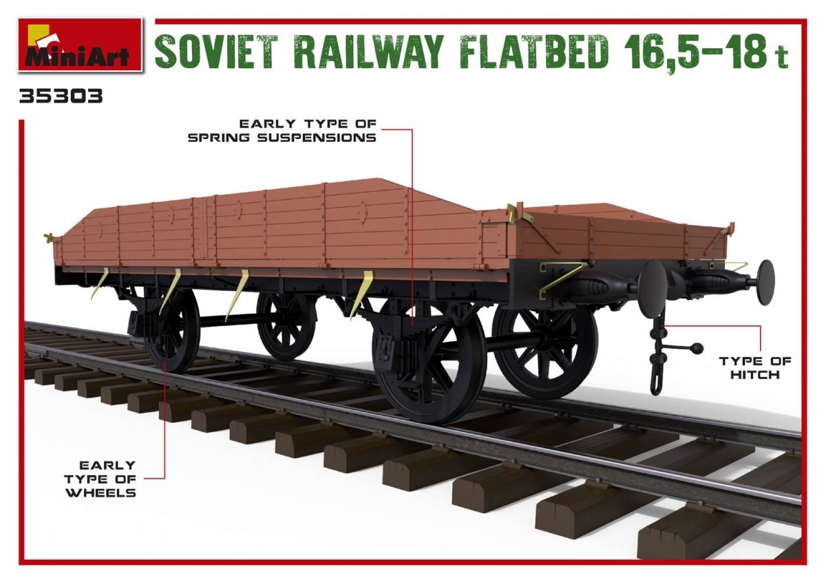 MiniArt 35303 Soviet Railway Flatbed 16,5-18t 1/35 – imagen 4