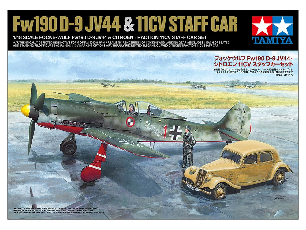Tamiya 25213 Focke-Wulf Fw190 D-9 JV44 &amp;amp; Citroen 11CV Staff Car Set 1/48 – imagen 2