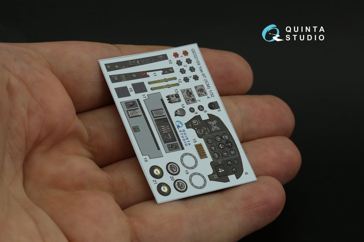 Quinta Studio QD32159 Yak-9 T/K 3D-Printed &amp;amp; coloured Interior on decal paper (ICM) 1/32 – imagen 10