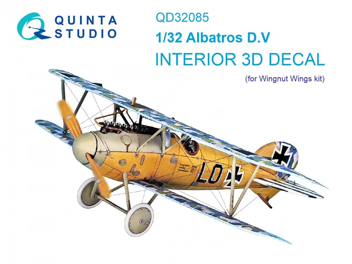Intérieur imprimé en 3D et coloré sur papier décalcomanie (Wingnut Wings) Quinta Studio QD32085 Albatros DV 1/32