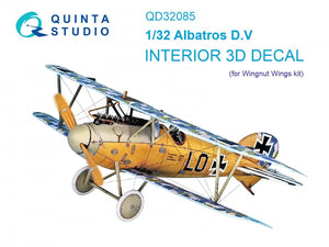 Intérieur imprimé en 3D et coloré sur papier décalcomanie (Wingnut Wings) Quinta Studio QD32085 Albatros DV 1/32