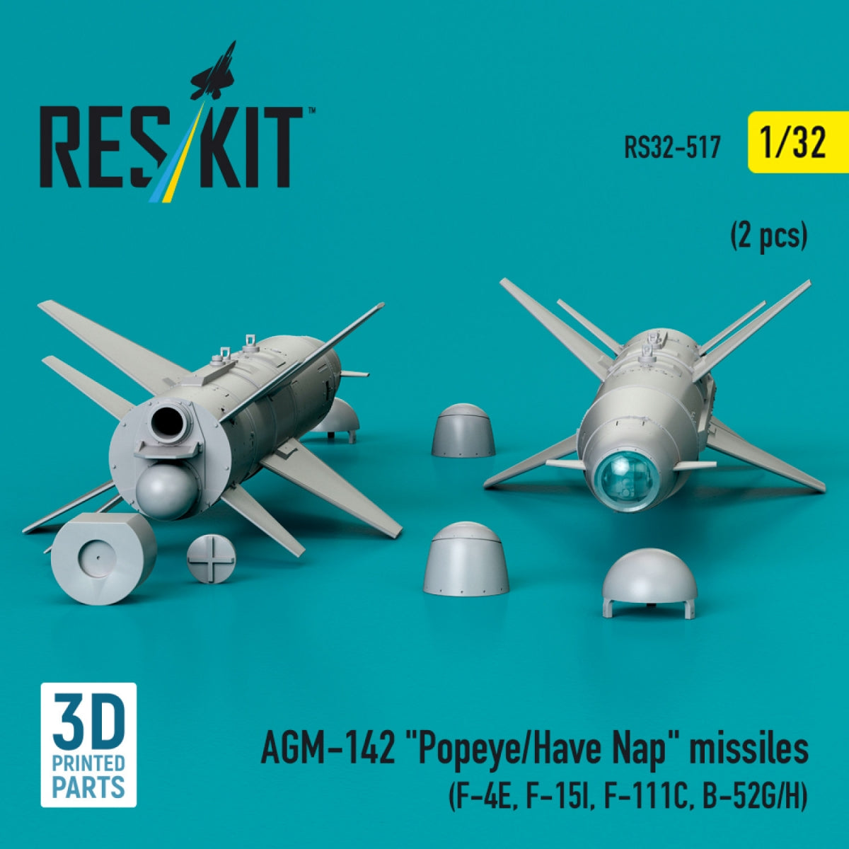 RESKIT RS32-0517 AGM-142 &amp;quot;Popeye/Have Nap&amp;quot; missiles (2 pcs) (3D Printed) 1/32 – imagen 2