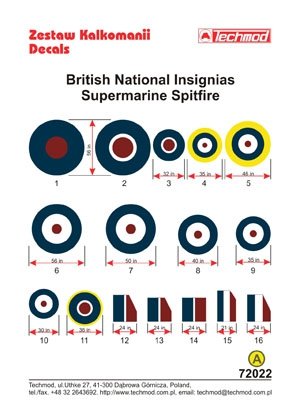 Techmod 72022 - Insignes nationaux britanniques - Supermarine Spitfire (1/72) – image 2