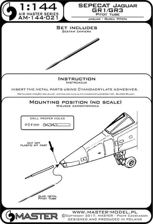 Master AM-144-021 SEPECAT Jaguar GR1/GR3 - Tube Pitot (1/144) – image 3
