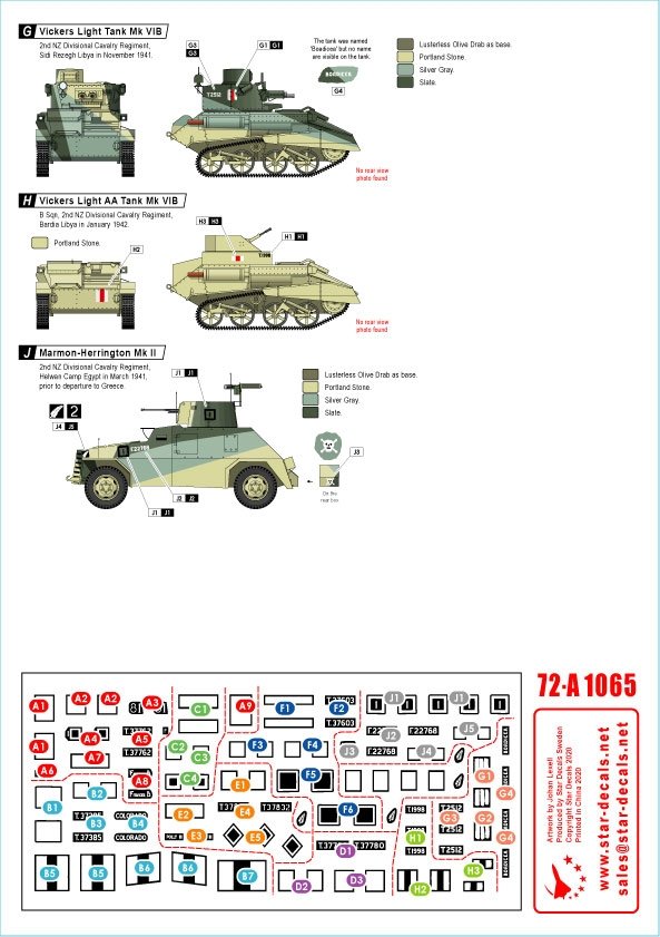 Star Decals 72-A1065 ANZAC # 2. New Zealand and Australian tanks and AFVs in Africa and Middle East WW2. 1/72 – image 2