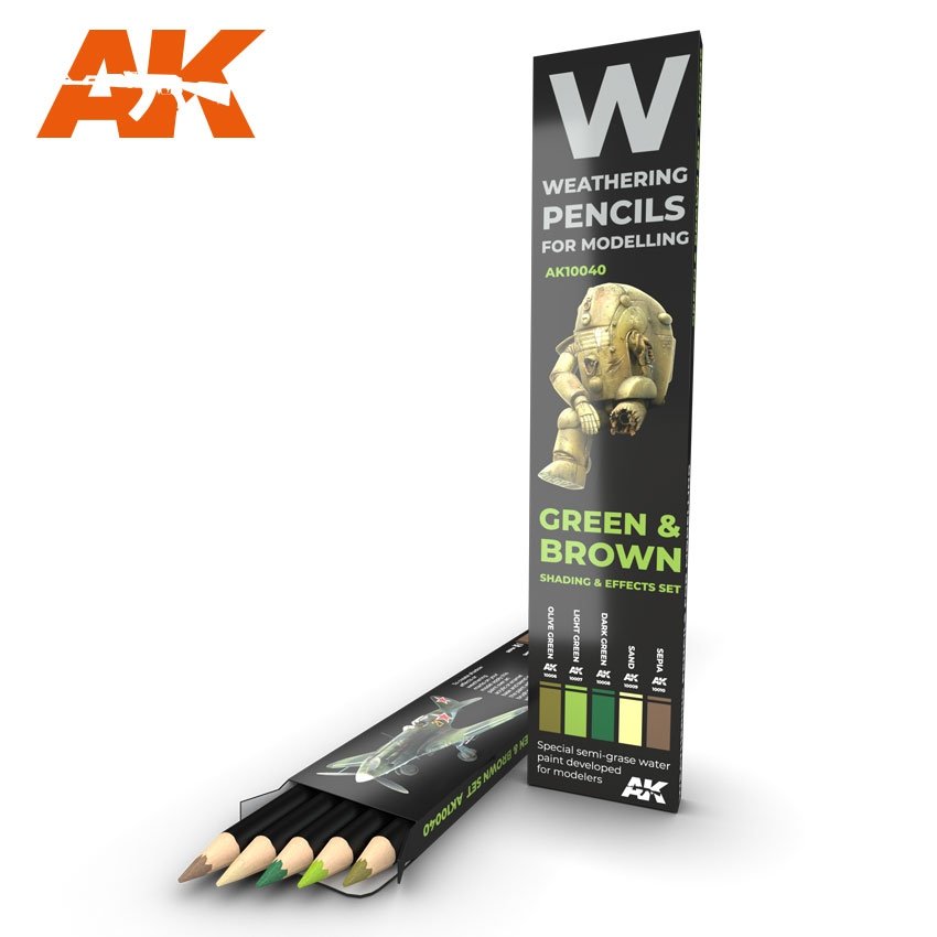 AK Interactive AK10040 GREEN &amp; BROWN: SHADING &amp; EFFECTS SET