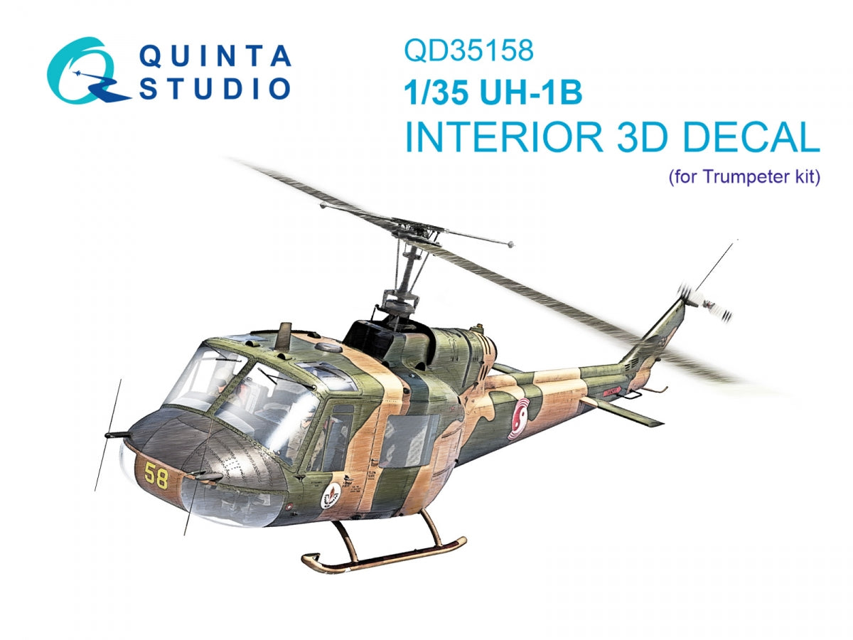 Quinta Studio QD35158 UH-1B 3D-Printed &amp;amp; coloured Interior on decal paper (Trumpeter) 1/35