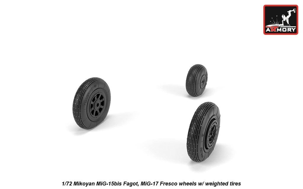 Armory Models AW72054 Mikoyan MiG-15bis Fagot (late) / MiG-17 Fresco wheels w/ weighted tires 1/72 – imagen 4