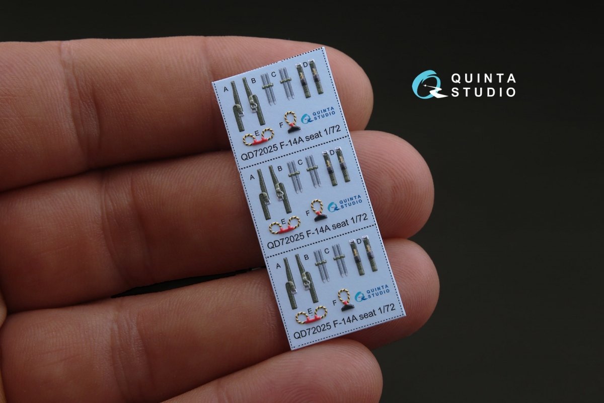 Quinta Studio QD72025 F-14A 3D-Printed &amp;amp; coloured Interior on decal paper (for GWH kit) 1/72 – imagen 4